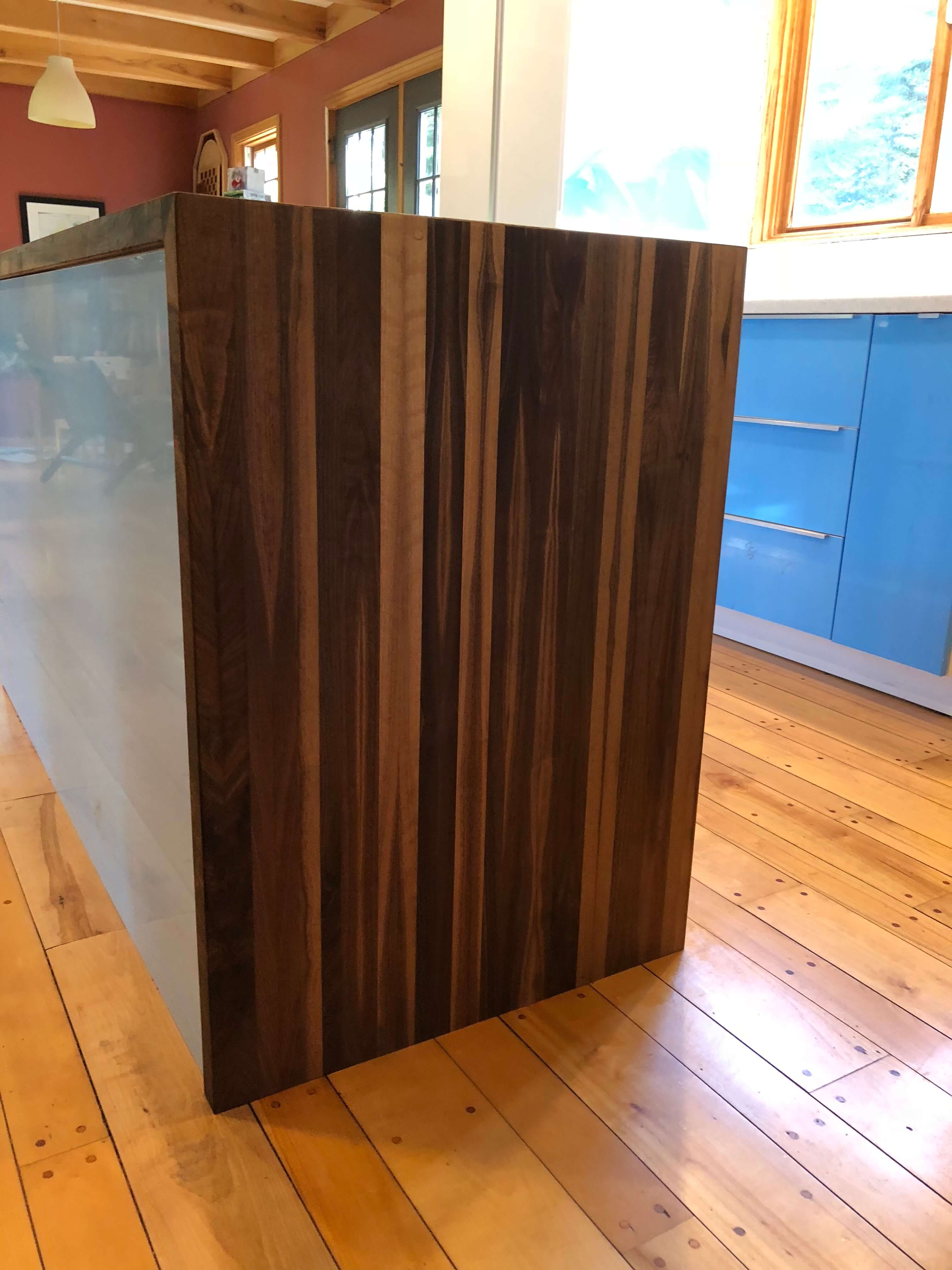 butcher block waterfall island 