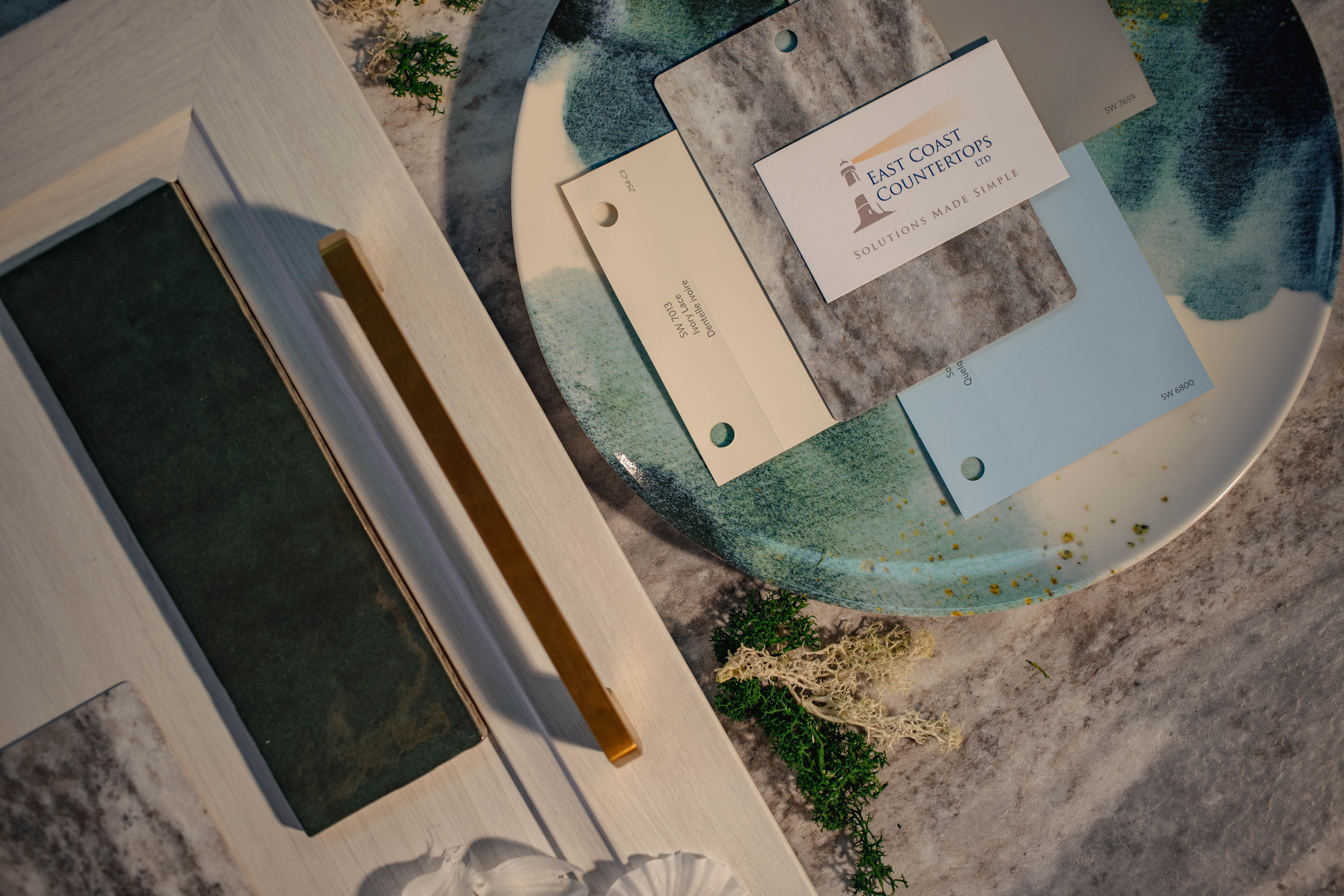 flat lay photography of fantasy marble countertop